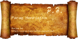 Parag Henrietta névjegykártya